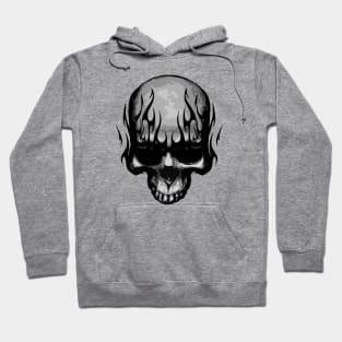 Skull with Flames - Monochrome Hoodie